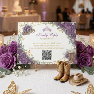 Cartons Réponse Roses Violettes Occidentales Pays Doré Quinceañera