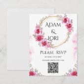 Cartons Réponse Roses with Pink & Gold Wedding (Devant / Derrière)