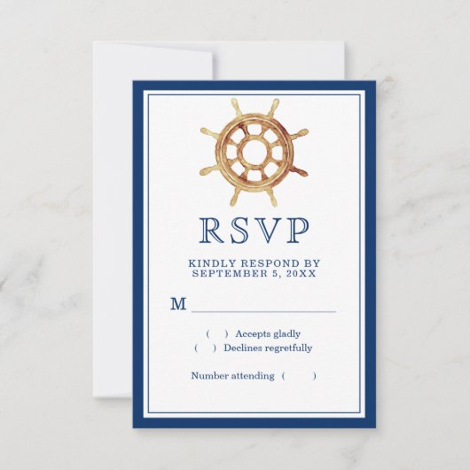 Cartons Réponse Roue de direction de l'aquarelle de la marine naut (Devant)