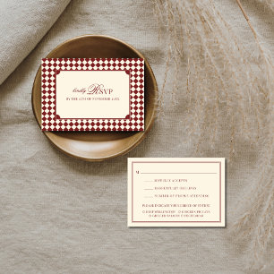 Cartons Réponse Rouge Ancien Argent Mariage Courrier avec Choix de
