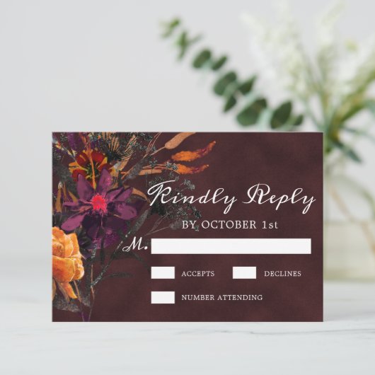 Cartons Réponse Rouge Bourgogne Rustique Orange Violet Automne (Debout devant)