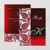 Cartons Réponse ROUGE DAMASK VELVET TULIPS MONOGRAMME Bourgogne Ar (Devant / Derrière)