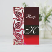 Cartons Réponse ROUGE DAMASK VELVET TULIPS MONOGRAMME Bourgogne Ar (Debout devant)