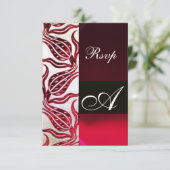 Cartons Réponse ROUGE DAMASK VELVET TULIPS MONOGRAMME Bourgogne Bl (Debout devant)