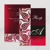 Cartons Réponse ROUGE DAMASK VELVET TULIPS MONOGRAMME Bourgogne Bl (Devant / Derrière)
