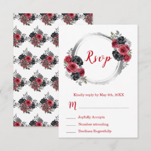 Cartons Réponse Rouge et argent élégantes fleurs Sweet Sixteen