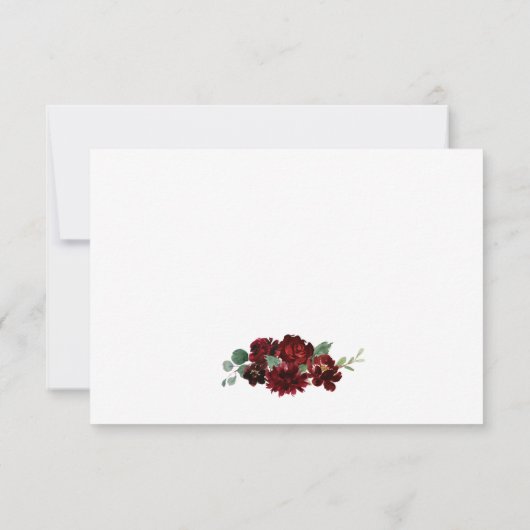 Cartons Réponse Rouge et or Floral Rustique Élégant Mariage blanc (Dos)