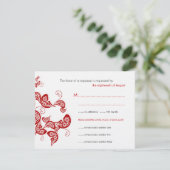 Cartons Réponse Rouge Floral Boho Peacock Eastern Chic Mariage asi (Debout devant)