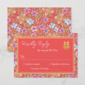 Cartons Réponse Rouge Peranakan floral double xi mariage chinois (Devant / Derrière)
