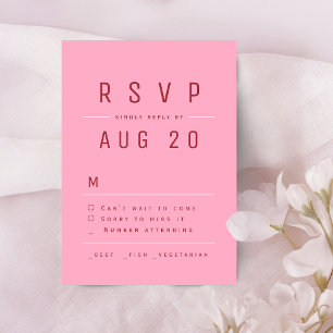 Cartons Réponse Rouge rose moderne Chic Simple Typographie Mariage