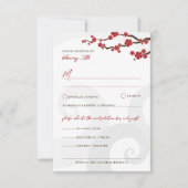 Cartons Réponse Rouge Sakura Fleurs cerisiers fleurs Mariage (Devant)