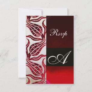 Cartons Réponse ROUGE VELVET TULIP MONOGRAM Bourgogne Champagne Bl