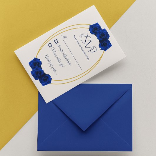 Cartons Réponse Royal Blue et Gold Geometry Quinceañera