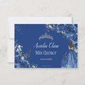 Cartons Réponse Royal Blue Floral Princesse Gown Silver Quinceañer (Dos)