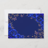 Cartons Réponse Royal Blue Gold Quinceanera Reply (Dos)