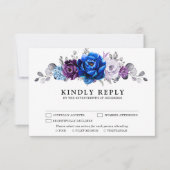 Cartons Réponse Royal Blue Purple Navy Lilac Blooms Wedding (Devant)