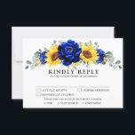 Cartons Réponse Royal Blue Rustic Tournesol Moderne Floral Mariage<br><div class="desc">Elégante et moderne carte de mariage campagnard rustique RSVP comprend tournesol jaune vif, pivoines bleues royales, souffle bébé, cadre floral gypsophila / couronne avec feuilles eucalyptus. S'il vous plaît trouver d'autres modèles et variantes de mon magasin "blissweddingpaperie". Et n'hésitez pas à me contacter pour plus de personnalisation ou de correspondance...</div>