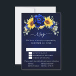 Cartons Réponse Royal Blue Rustic Tournesol Moderne Floral Mariage<br><div class="desc">Elégante et moderne carte de mariage campagnard rustique RSVP comprend tournesol jaune vif, pivoines bleues royales, souffle bébé, cadre floral gypsophila / couronne avec feuilles eucalyptus. S'il vous plaît trouver d'autres modèles et variantes de mon magasin "blissweddingpaperie". Et n'hésitez pas à me contacter pour plus de personnalisation ou de correspondance...</div>