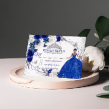 Royal Blue Silver Princess Quinceañera Sweet 16