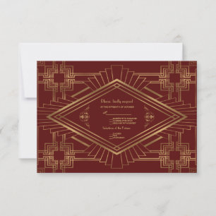 Cartons Réponse Royal Burgundy Gold Great Gatsby Mariage