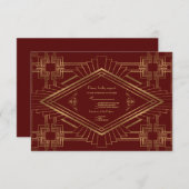 Cartons Réponse Royal Burgundy Gold Great Gatsby Mariage (Devant / Derrière)