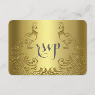 Cartons Réponse Royal Gold Abstrait Peacock Mariage