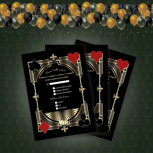 Cartons Réponse Royal Gold Fleur de lis Great Gatsby Mariage