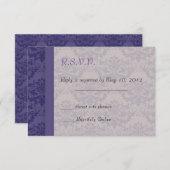 Cartons Réponse Royal Purple Mariage damassé (Devant / Derrière)