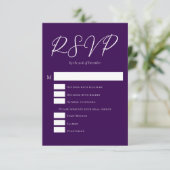 Cartons Réponse Royal Purple White Typographie Mariage du soir (Debout devant)