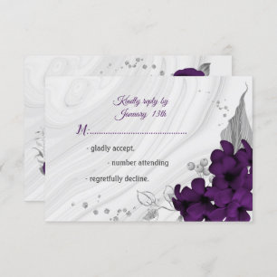 Cartons Réponse royal violet gris argenté floral