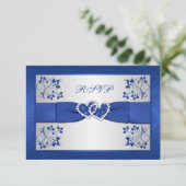 Cartons Réponse RUBAN IMPRIMÉ Carte-réponse florale bleue et argen (Debout devant)