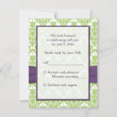 Cartons Réponse RUBAN IMPRIMÉ Vert citron, Carte-réponse Damask Vi (Dos)