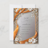 Cartons Réponse Rubans beige orange Mariage fleuri orange (Devant)