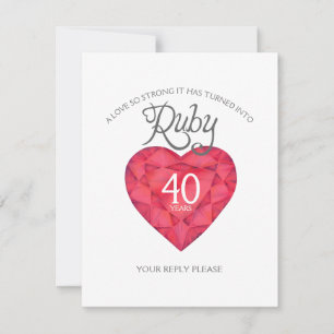 Cartons Réponse Ruby 40e anniversaire de Mariage aquarelle peintur
