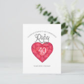 Cartons Réponse Ruby 40e anniversaire de Mariage aquarelle peintur (Debout devant)