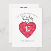 Cartons Réponse Ruby 40e anniversaire de Mariage aquarelle peintur (Devant / Derrière)