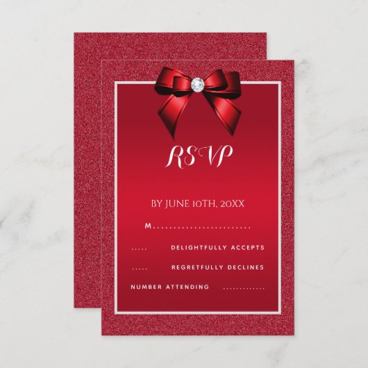 Cartons Réponse Ruby Red & Mariage élégant Gem (Devant / Derrière)