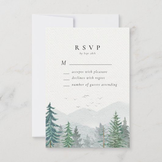 Cartons Réponse Russe aquarelle Mariage de la forêt de pins de mon (Devant)