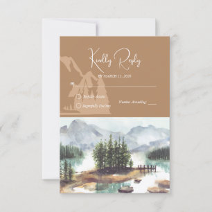 Cartons Réponse Russe aquarelle Mountain Forest Lake Mariage