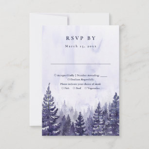 Cartons Réponse Russe Aquarelle Purple Pine Tree Mariage de forêt