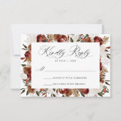 Cartons Réponse Russe Bourgogne et Rose d'ivoire Mariage (Devant)
