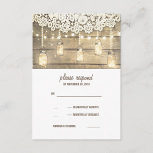 Cartons Réponse Russe Campagne Mason Jars Lumières Dentelle Bois R