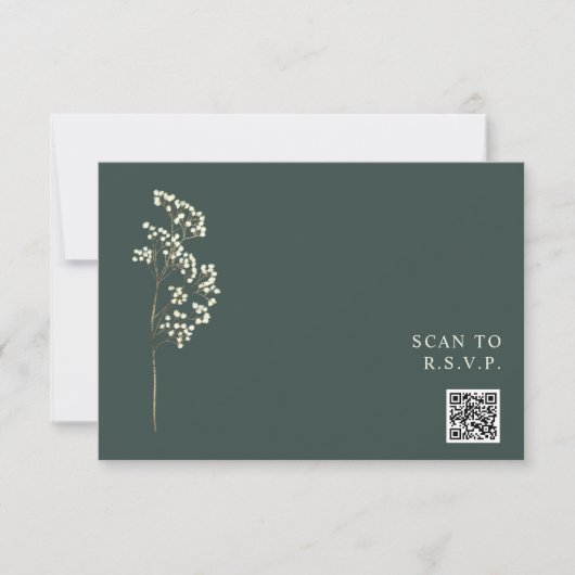 Cartons Réponse Russe Emerald Gypsophila QR Code Mariage (Devant)
