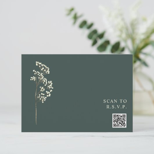 Cartons Réponse Russe Emerald Gypsophila QR Code Mariage (Debout devant)