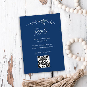Cartons Réponse Russe Fleur sauvage bleu marine QR Code Mariage en