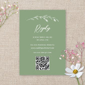Cartons Réponse Russe Sage Green Fleur sauvage QR Code Mariage