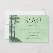Cartons Réponse Russe Vert Aquarelle Pine Tree Mariage forestier (Devant)