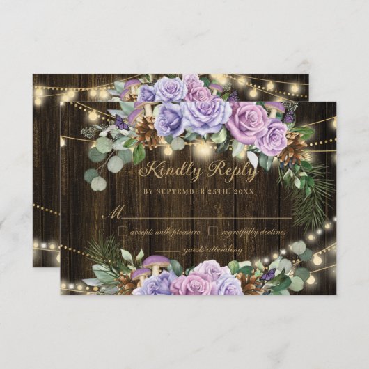 Cartons Réponse Russe violet Floral Enchantée Forêt Quinceañera (Devant / Derrière)