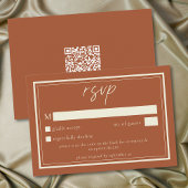 Cartons Réponse Rust Terracotta Minimalist Frame Wedding QR Code