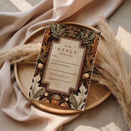 Cartons Réponse Rustic Acorn Woodland Wedding